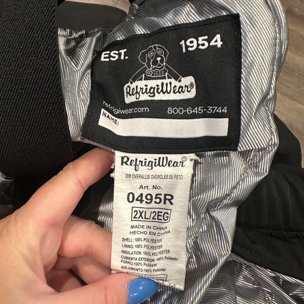 RefrigiWear 0495R Black Insulated Softshell Bib Overalls Men 2XL Extreme Cold - Picture 3 of 7